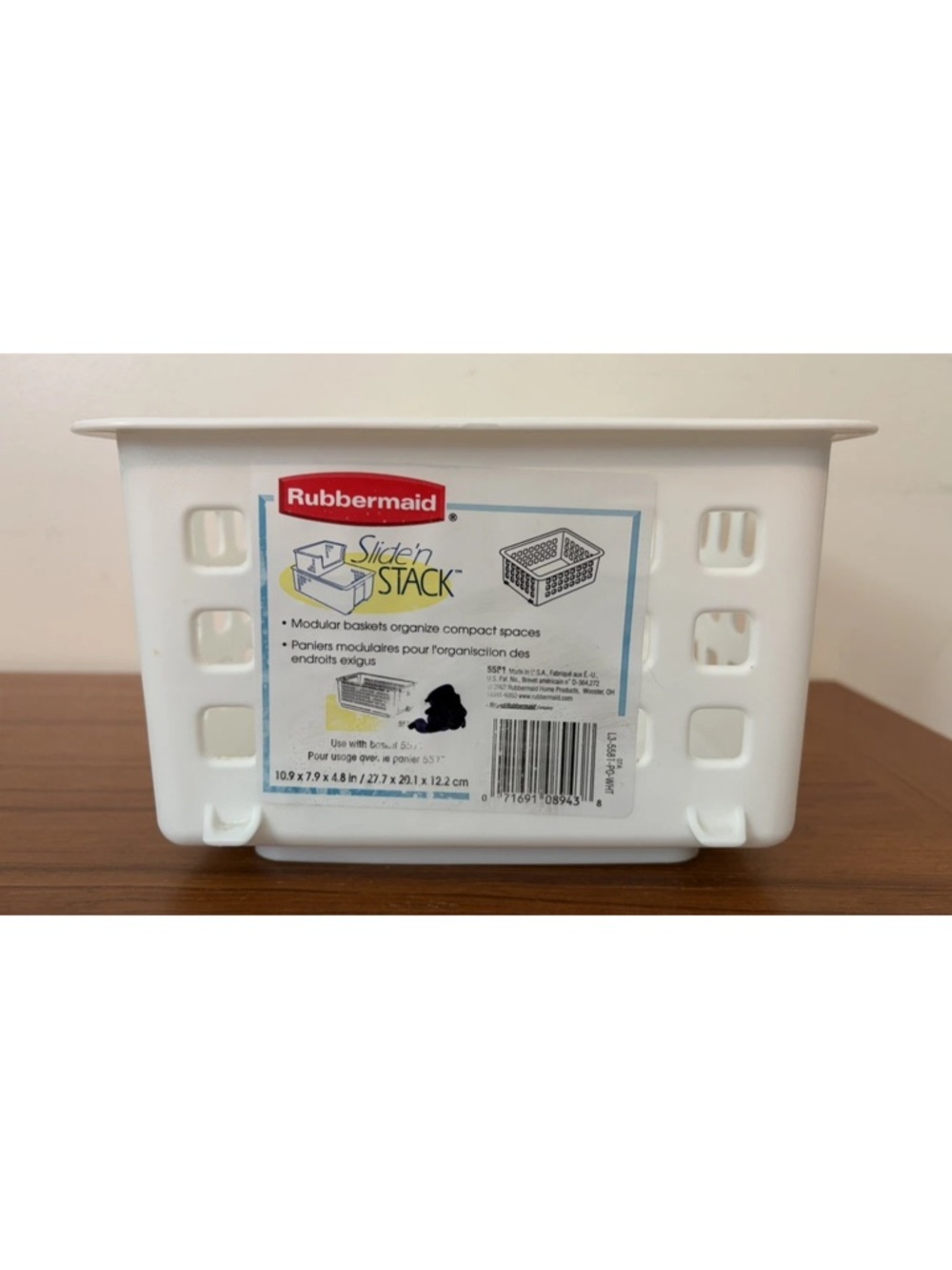 Rubbermaid Slide N Stack Bin #5581 White Storage Basket Plastic